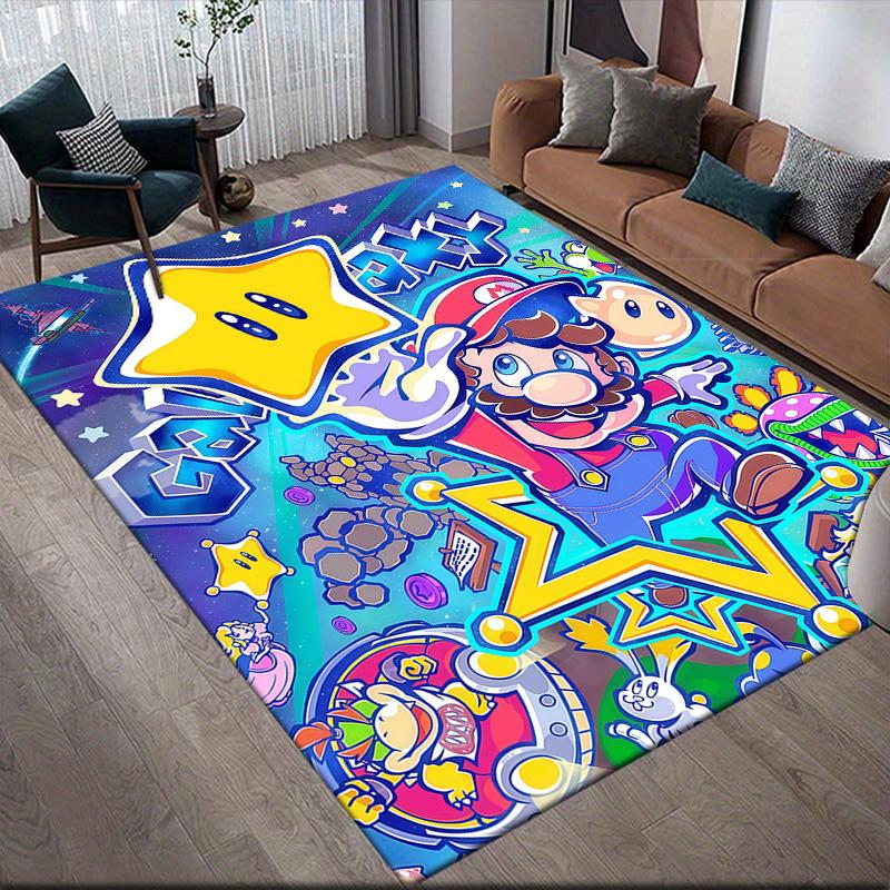 Super Mario All-Star Full Print Anti-Slip Floor Mat, Rectangular Carpet for Bedroom & Living Room