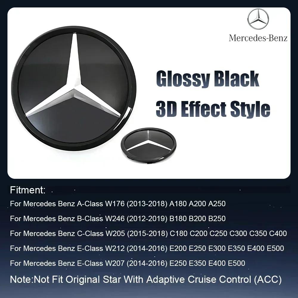 Car Sticker For Mercedes Benz Front Grill Mirror Emblem Glossy Black And Chrome Silver 3D Style Emblems For Mercedes Benz A B C