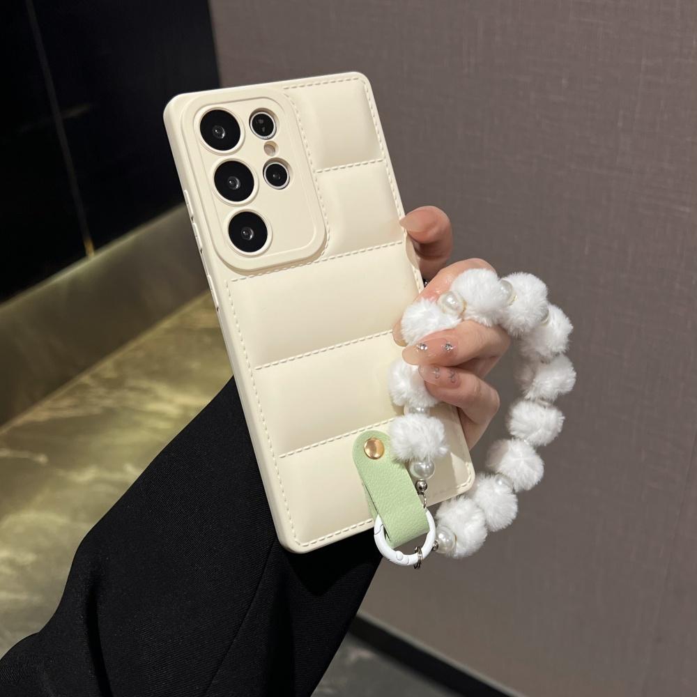 Жемчужная цепочка на запястье Чехол для пуховика для Samsung Galaxy S2 S26 Ultra S24 S23 Plus S22 S21 FE A A16 A6 Чехол с ремешком