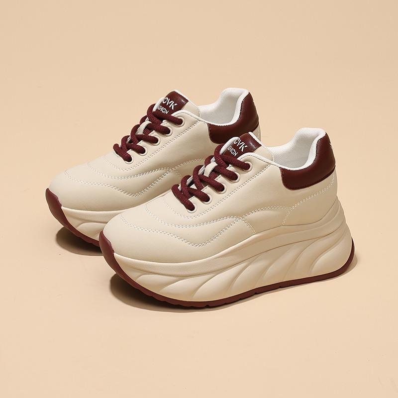 Женские осенние новые модные повседневные трендовые туфли-балетки на мягкой подошве, на толстой подошве, увеличивающие рост, белые, с плоской подошвой