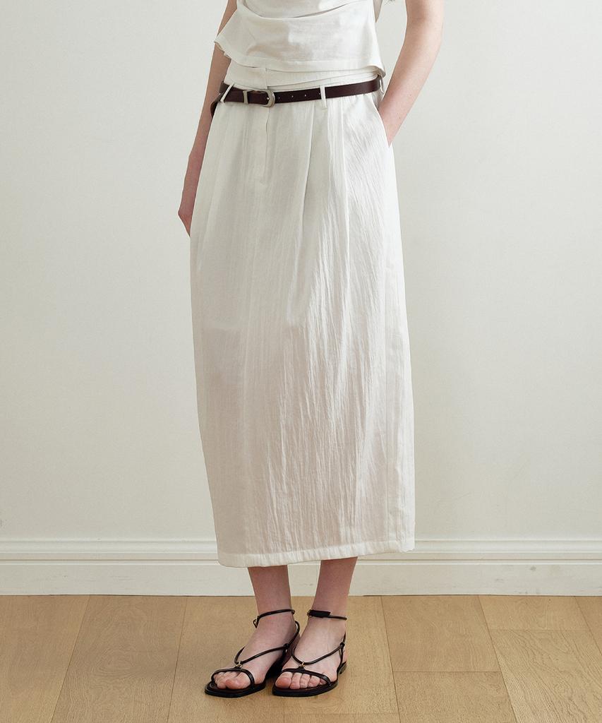 Make A Toast Pintuck Volume Belt Skirt Ivory Mbfssk001Iv
