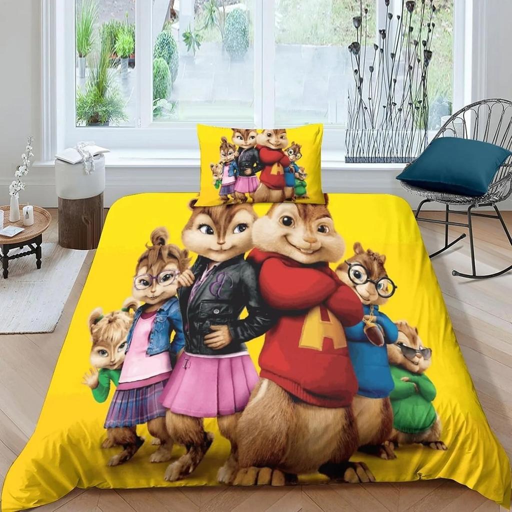 Изысканное 3D Мультяшное Постельное Белье Alvin The Chipmunks Комплект Пододеяльник Одеяло Кровать Молодежь Дети Девочки Мальчики Подарок