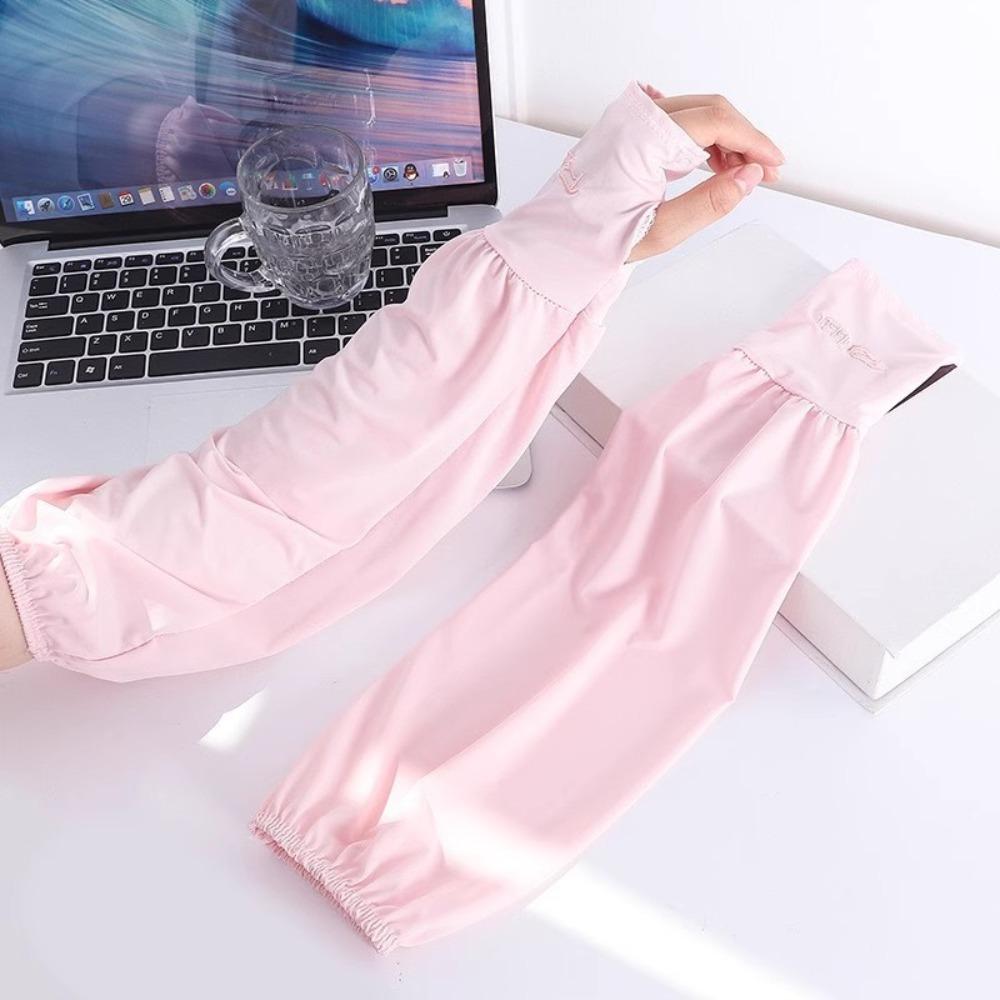 2PCS/Pair Soft Loose Ice Silk Sleeves Long Length UV Protection Sleeves  Summer