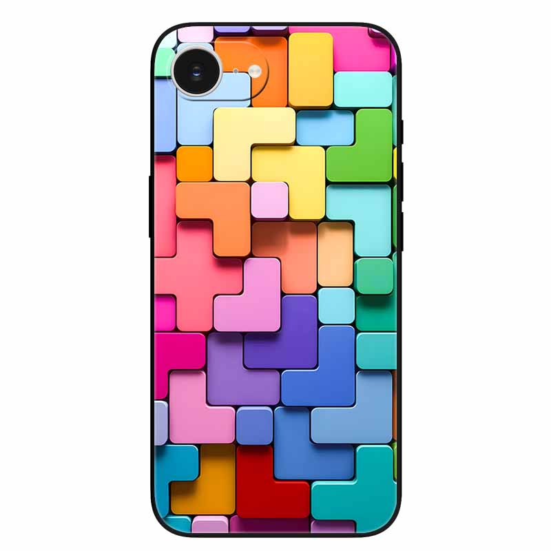 Black Phone Case Cover For Apple iPhone 16e Cases Printed TPU Soft Bumper Shell for iPhone16e 16e 2025 Protection Silicon Covers