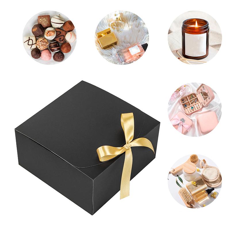 WTEMPO 6 шт 20*20*10 см креативные бумажные коробки с бантом для торта, десерта, кондитерских изделий, подарочные коробки для свадеб, фестивалей, вечеринок, однотонные складные подарочные коробки