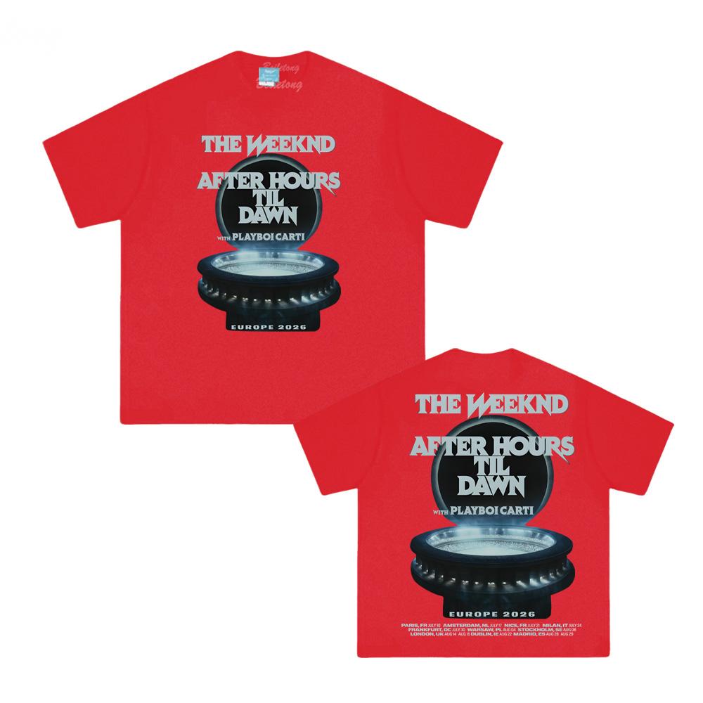 Canadian Singer AFTER HOURS DAWN EUROPE2026 TEE High Quality Weeknd TOPS Round Neck Unisex Summer 100%cotton Female/Male Clothing
