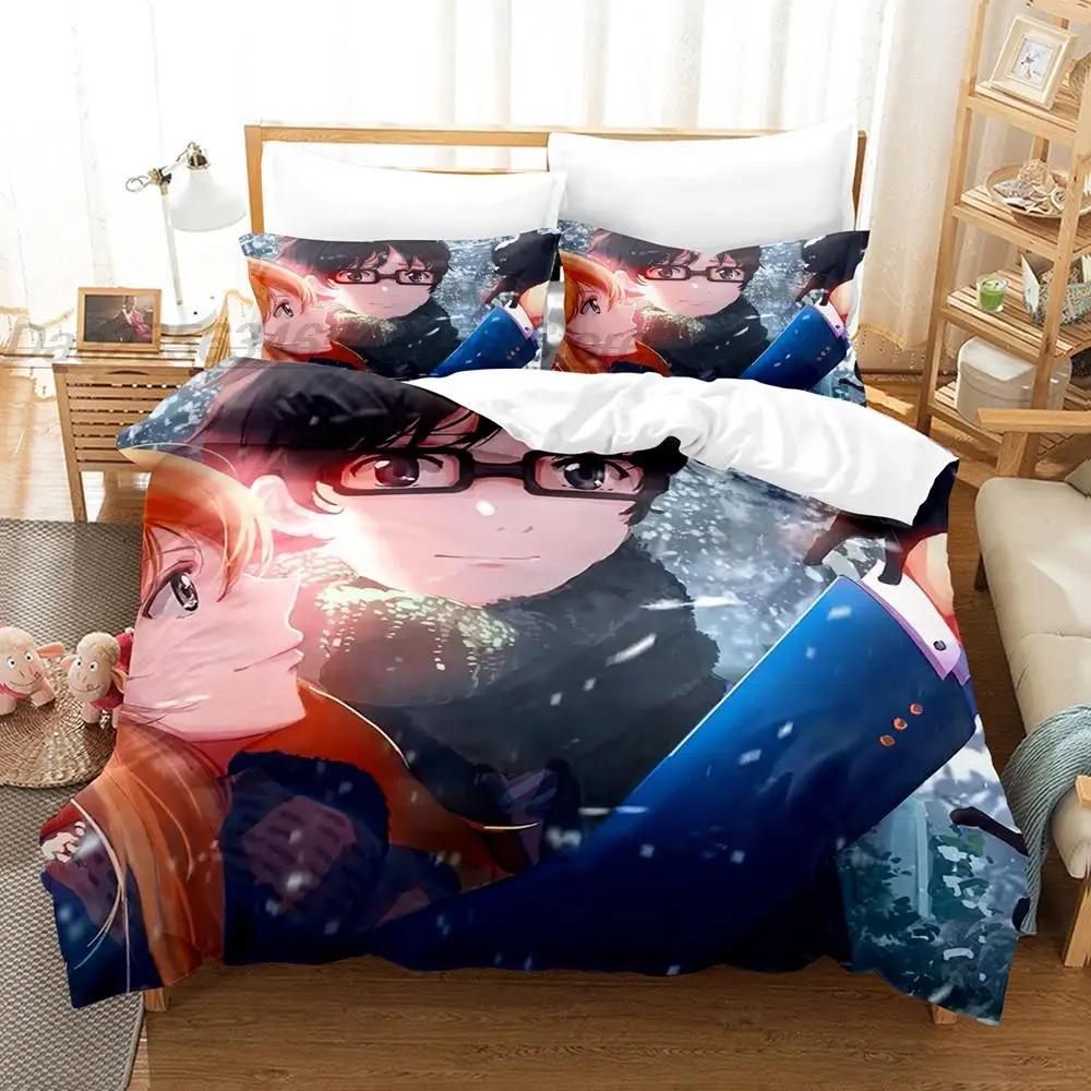 Ваш комплект постельного белья Lie In April Single Twin Full Queen King Size Bed Set Teenager Bedroom Duvetcover Sets 3D roupa de cama ca