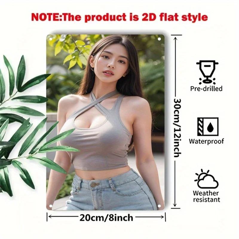 Ретро жестяная табличка Декор стены Металлическая табличка с лицом женщины и художественным изображением красоты - Пин-ап плакат в корейском стиле для