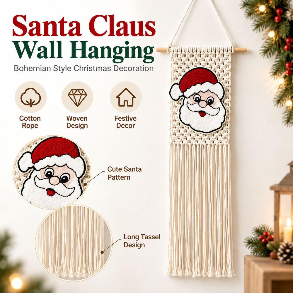 Woven Christmas Wall Tapestry 25x60cm Holiday Wall Hanging Holiday Home Decor