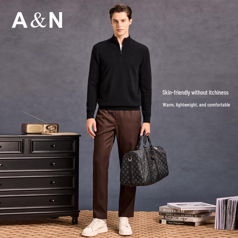 Antonio Men's 100% Pure Cashmere Half-High Collar Sweater