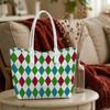 Colorful Argyle Pattern Tote Bag Fashion Daily Carry All Bag Versatile Casual Shoulder Bag for Women