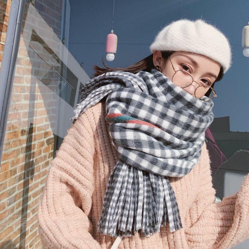 Women Plaid Scarves, Thickened Warm Scarves for Male and Female In Winter Warm Scarves