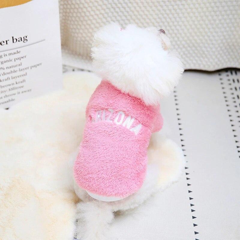 Warm Fleece Pet Clothes Letter Print Puppy Dog Shirt Jacket for Small Dogs Cat Coat Vest Schnauzer Yorkie Bulldog Outfits
