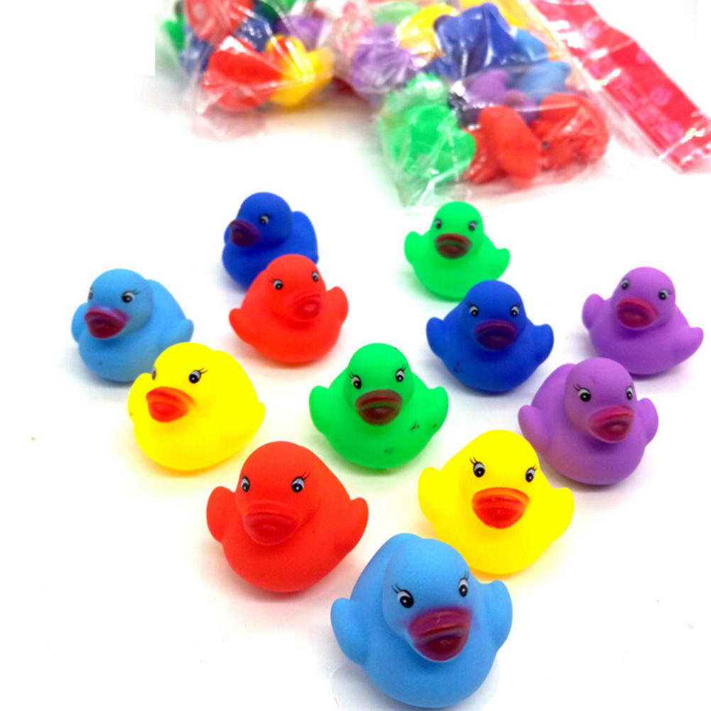 12 Pcs Colorful Baby Children Bath Toys Cute Rubber Squeaky Duck Ducky