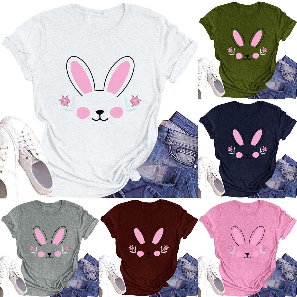 Women's Printed Round Neck Short-sleeved T-shirt Top