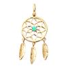 [Q7597] - Gold Plated 'Boho' Turquoise Gold Pendant (dreamcatcher) - 28x15 Mm
