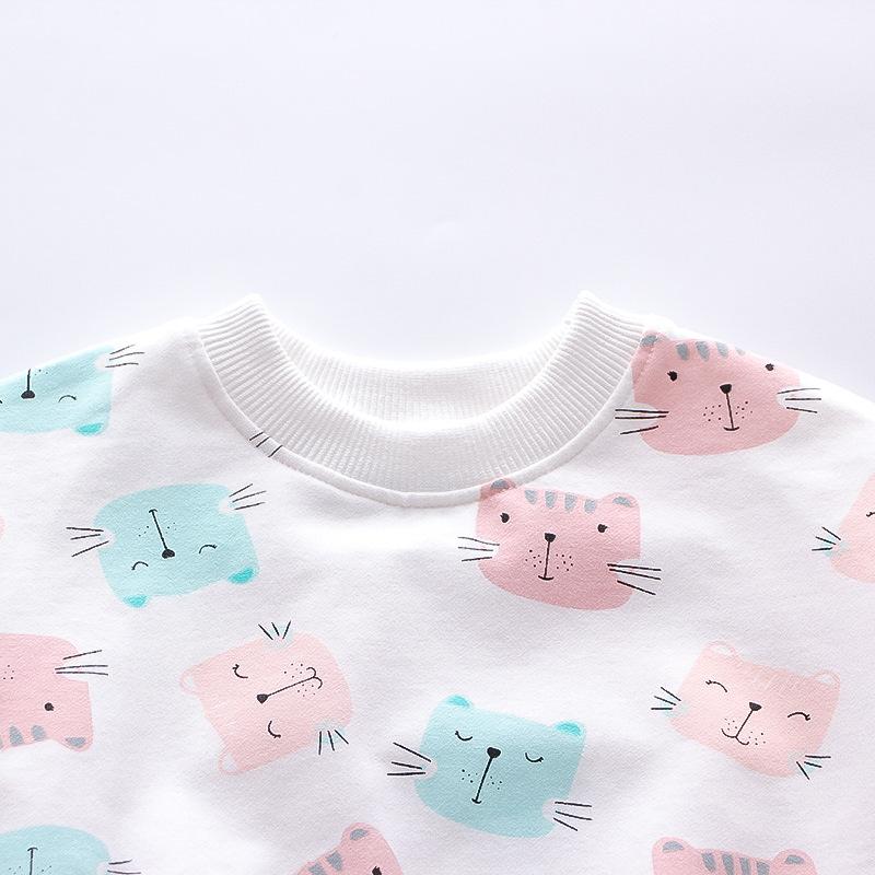 Весенне-осенний комплект одежды с длинными рукавами для маленьких девочек с рисунком кота