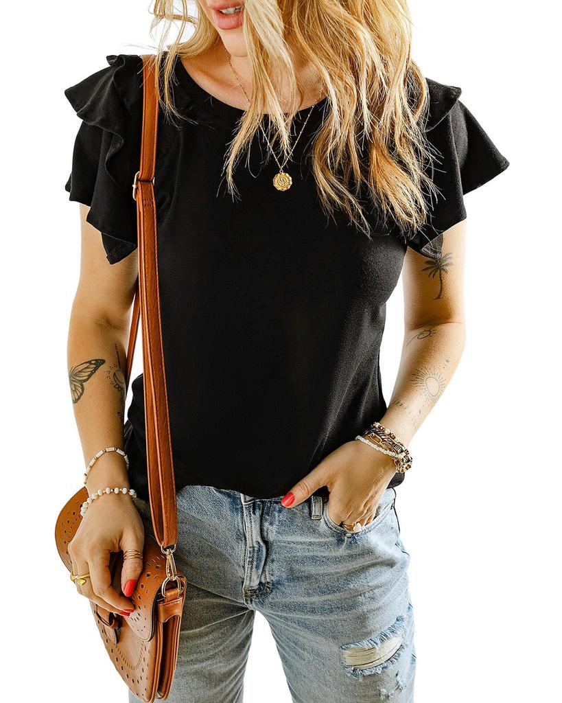 Azura Exchange Tiered Ruffled Short Sleeve T Shirt