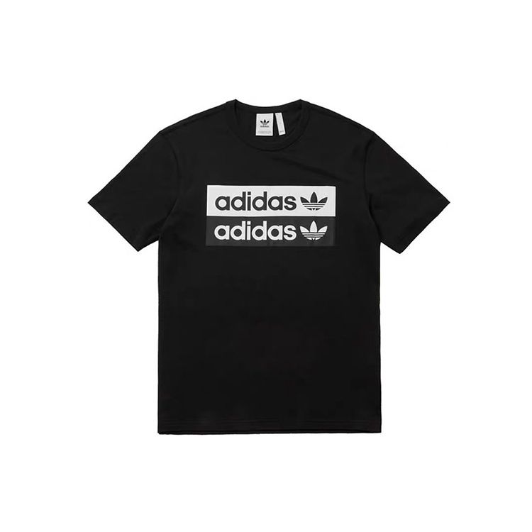 Adidas Originals Trefoil Vocal Logo Print T-Shirt Men Tops Black EJ7266