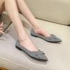 2024 Fashion Flats for Women Single Shoes Pointed Toe Elegant Office Lady Shoes Stripe Brand Ballet Flats Plus Size 41 A4600