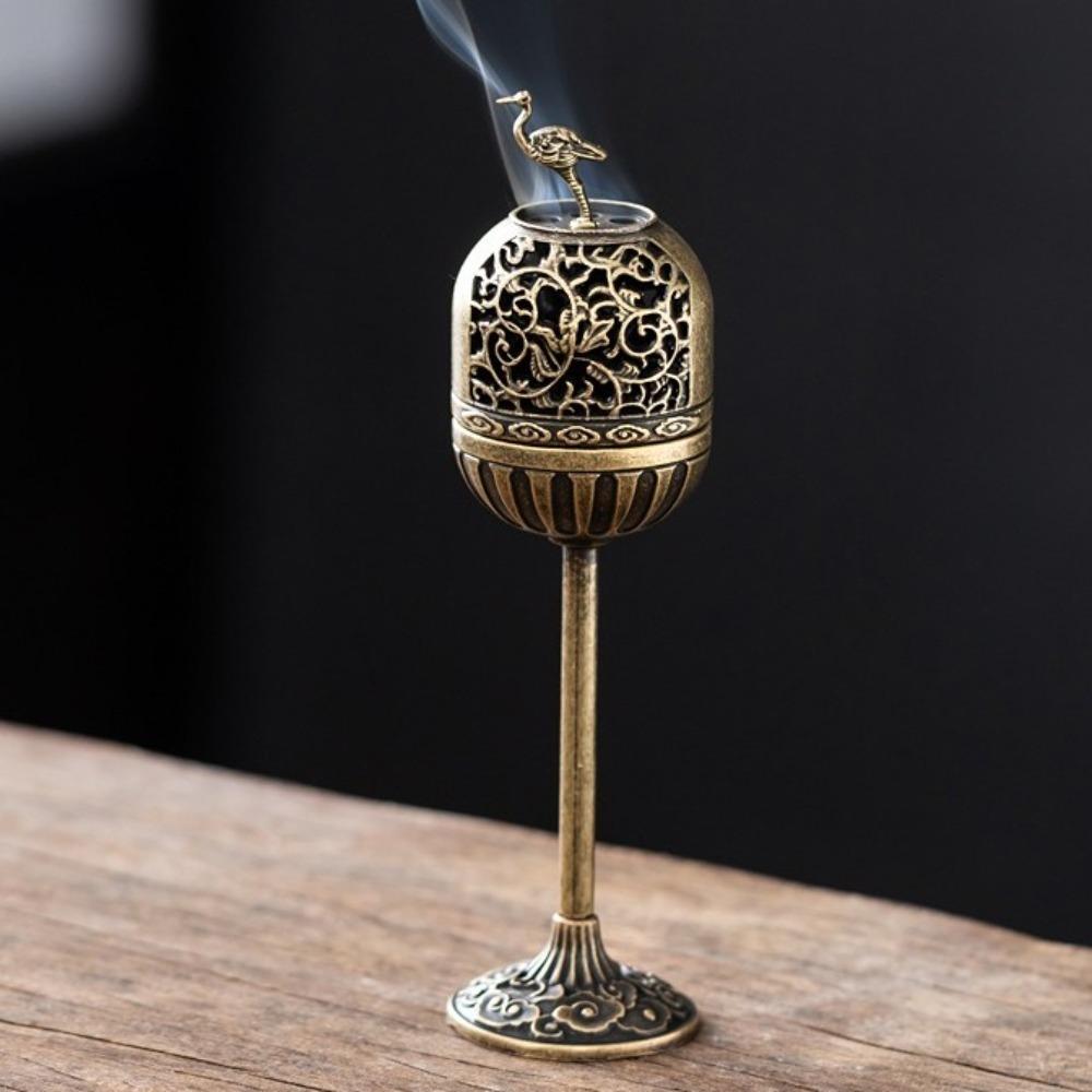 Изящная подставка для благовоний с обратным потоком Цинк Цинковый сплав Маленькая курильница для благовоний Печь на высокой ножке Кабинет