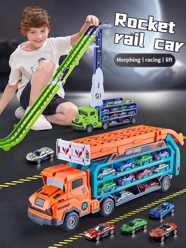 Автомобиль-гоночный трек типа Coaster-Rocket Lift Transformed Racing Car Combination-Рождество, День благодарения, Хэллоуин, Новый год, день рождения