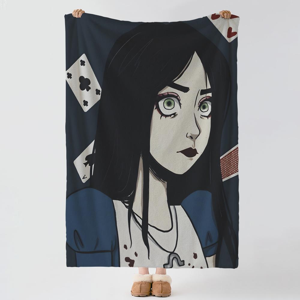 Игра A-Alice Madness Returns-S Плотное и удобное фланелевое одеяло, для использования в различных ситуациях, в помещении и на улице, для дневного сна