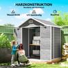 Garden Shed, Tool Shed with Floor, Lockable Doors, Ventilation Openings, Window, Wood Look, Plastic, Grey