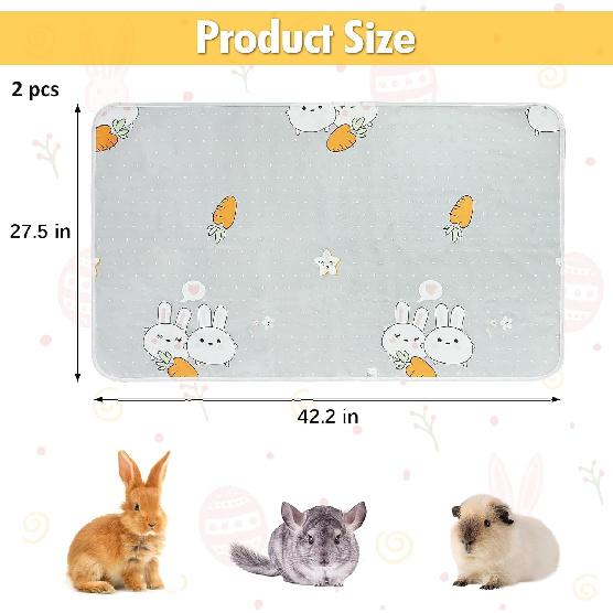 PINVNBY 2 Pack Guinea Pig Cage Liner, 47.2" x 27.56" Washable Pee Pads for Rabbit Waterproof Reble Guinea Pig Mat Fast and Super Absorbent Bedding