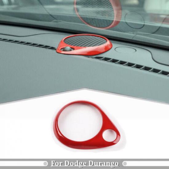 Fit For 2011-2024 Dodge Durango Red Interior Dash Center Speaker Ring Cover Trim