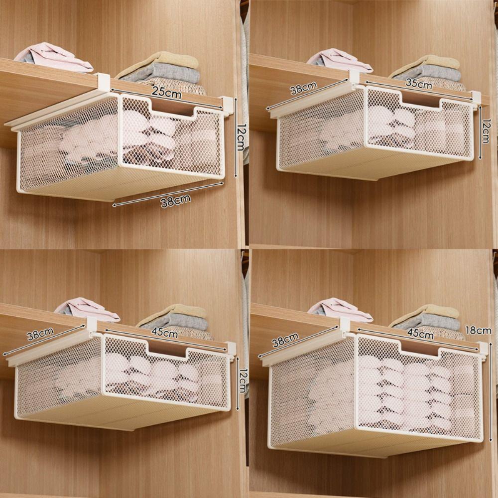 Large Capacity Underwear Storage Basket Under Shelf Pure Color Hanging Organizer Under Cabinet Basket Design