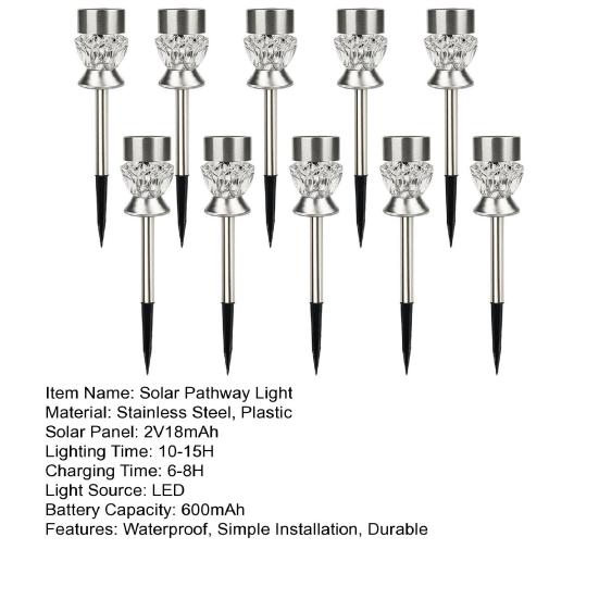 10 шт., солнечные дорожки, супер яркие IP65, водонепроницаемые газонные лампы на солнечных батареях, ландшафтное освещение, садовые украшения
