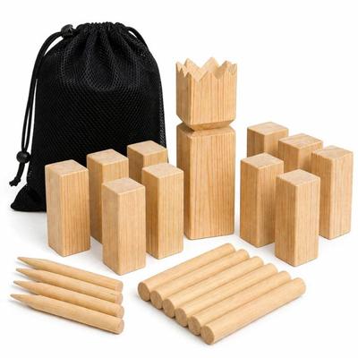 Jeu De Kubb - FERRY JOUETS - 21 Pièces - Bois Naturel - Filet De Rangement - 2-12 Joueurs