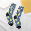 Cartoon Parrot Floral Cute Socks Happy Fun Crew Socks Harajuku Style Unisex Comfortable Casual Hip Hop Trend Socks Novelty Gift