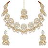 Traditional White Pearl Kundan Necklace Set | Kundan Choker | Fancy Jewellery with Earring and Maang Tikka for Women Girls