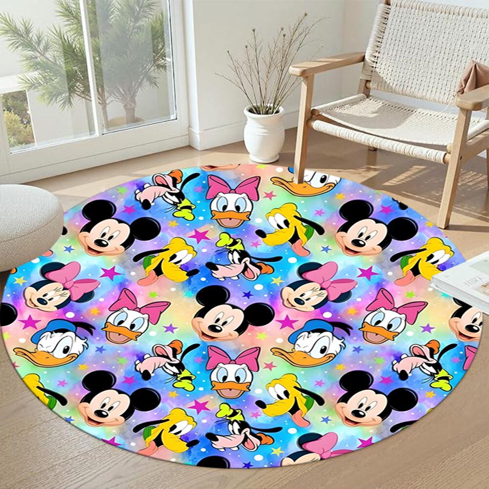 Christmas Mickey Minnie Round Floor Mat Suitable for Foyer Decorate room Hallway Balcony Antislip Round Carpet Anime Office Decor
