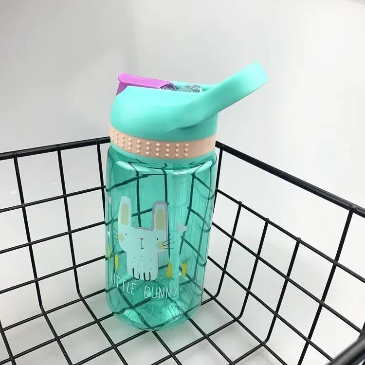 Высококачественная детская бутылка для воды с трубочкой, не содержащий BPA детский питьевой чайник 480 мл, здоровая пластиковая портативная школьная кружка