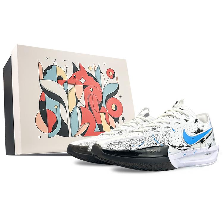 Nike ГТ. Кроссовки для баскетбола мужские низкие, устойчивые к истиранию, 3 Cut, черные с белым DV2918-102(Team40-S-BOX)