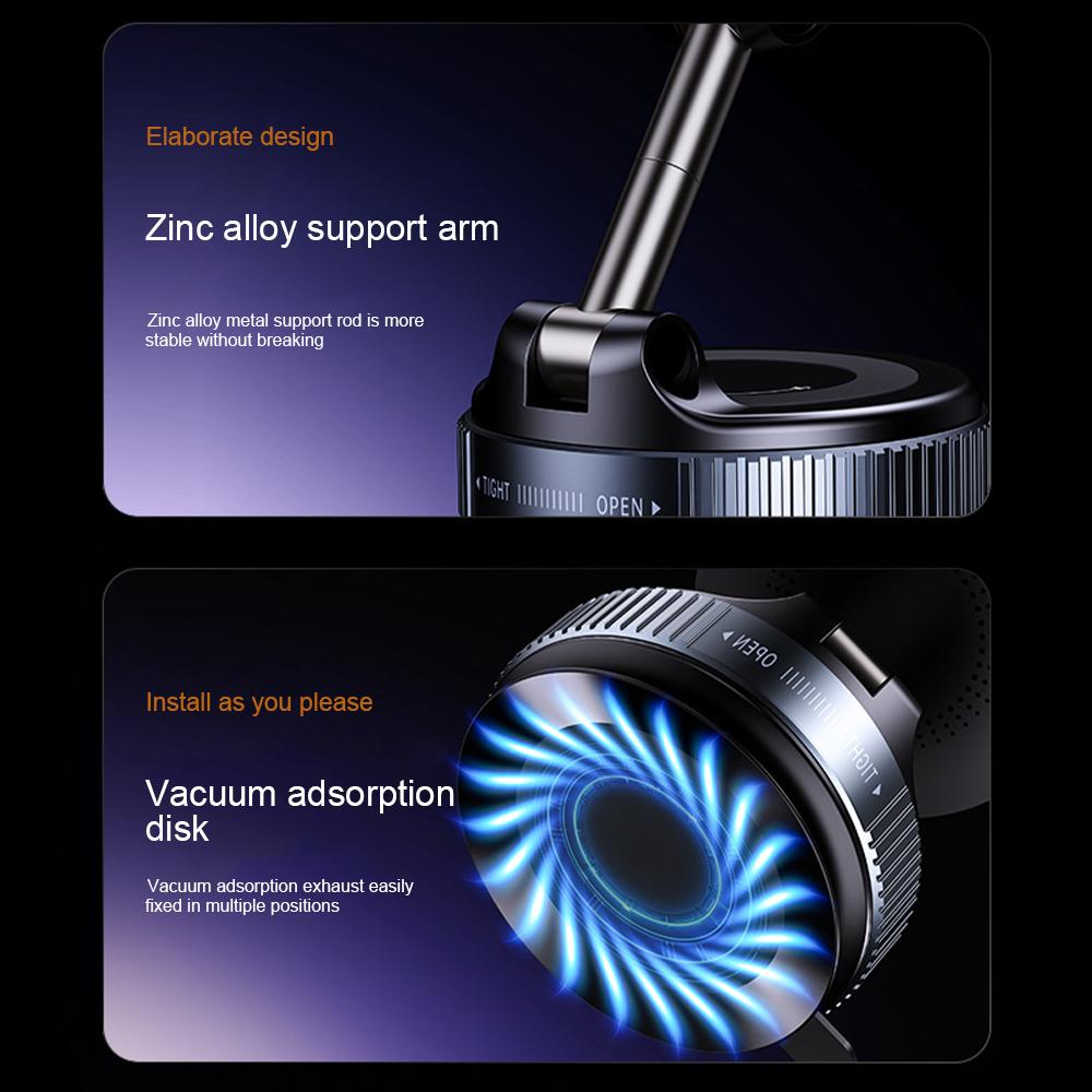 15W Wireless Charger Magnetic Car Phone Holder 360° Rotation Foldable Suction Cup Stand Call Navigation Phone Bracket