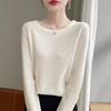 Spring and Autumn New Crew Neck Long Sleeve Women's Knitted Sweater Fine Imitation Fashion Pullover Sweater Wear Inside and Outside Bottom Shirt