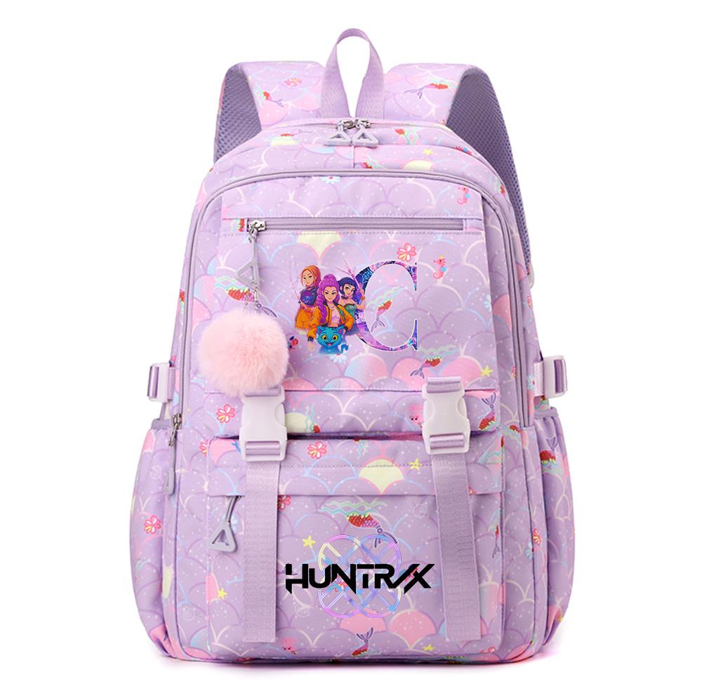 Anime 26 English Letters Printed Backpack Schoolbag for Teenager Student Girl Boy Bookbag Large Capacity Waterproof Travel Bag Gift Mochila