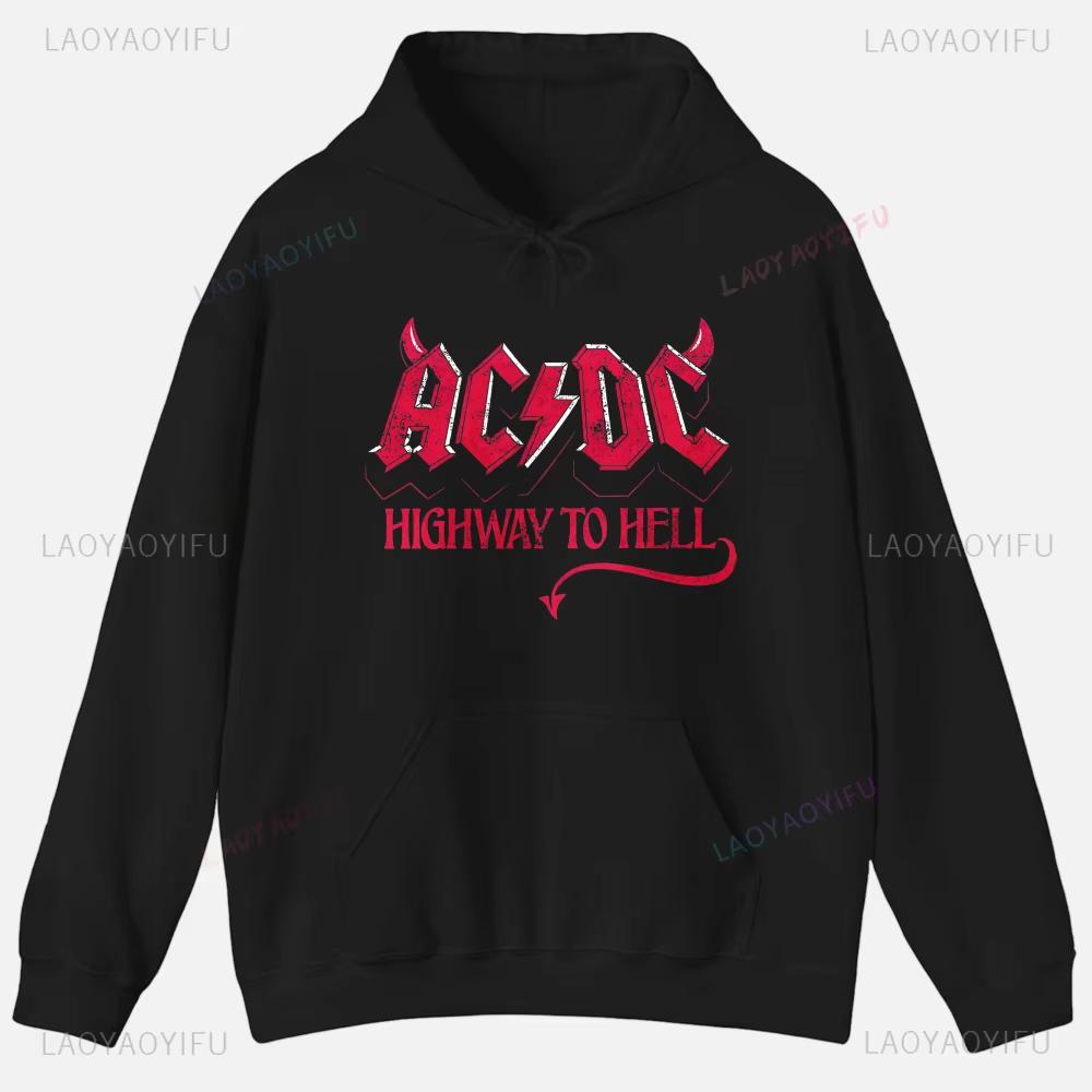 ACDC Printed Unisex Hoodie Plain Clothes Tops Women Long Sleeve Graphic Sweatshirt Quality Clothing Autumn Streetwear Custom Funny