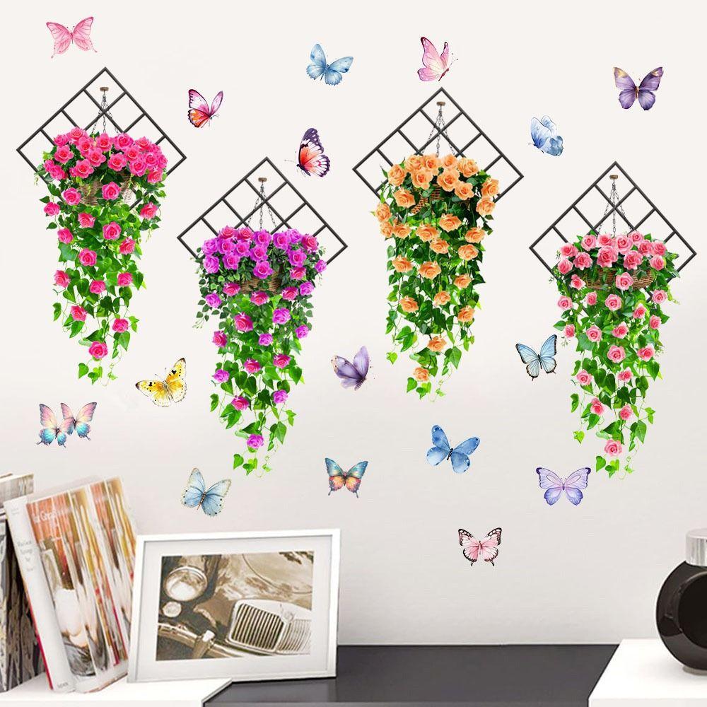 Flower & Butterfly Wall Sticker Multicolor Beautifual Decals Removable Mural Art  Home Decoration