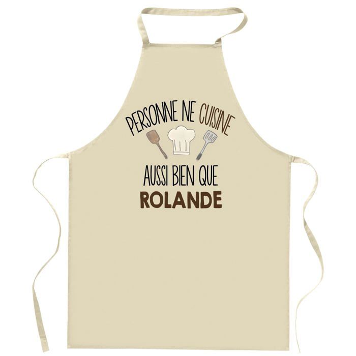 Tablier de cuisine - Personne ne cuisine aussi bien que ROLANDE - Impression bretonne - Coton épais - Liens ajustables