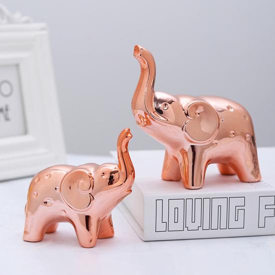 1 Pair Elephant Statue Home Decor Ceramic Elephant Figurines Desktop Elephant Sculpture for Office Bookshelf Living Room