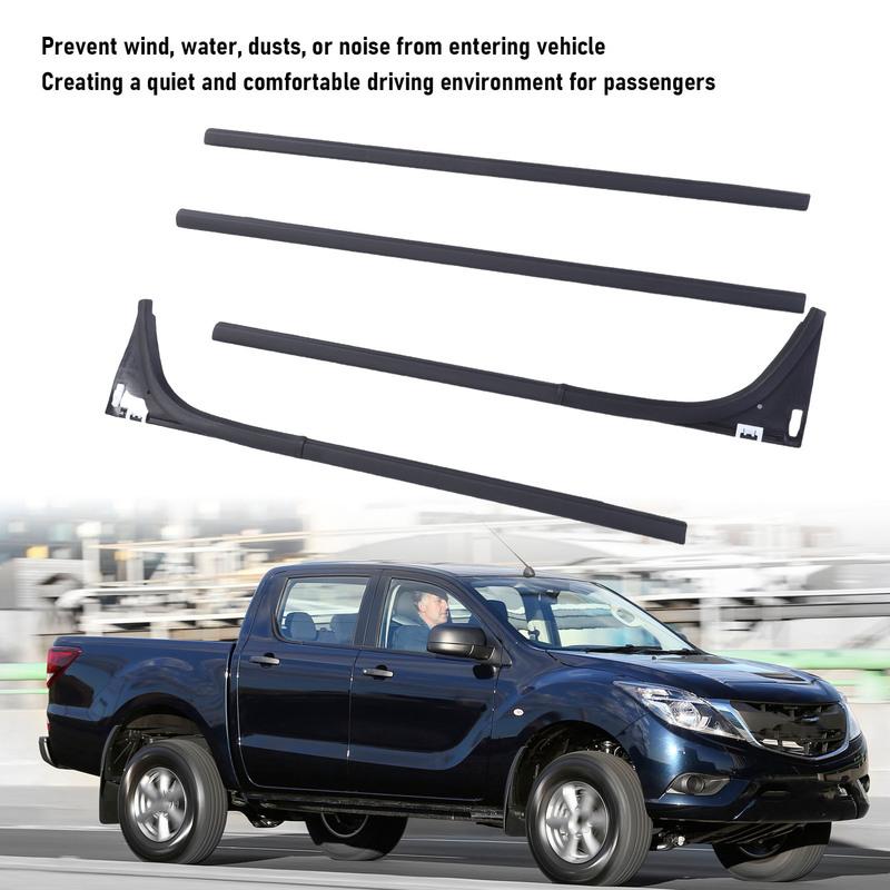4Pcs Car Window Seal Strip Set Replacement for Mazda BT50 4 Doors 2012-2019 1D00-50-640 Rubber Weather Proof Supplies