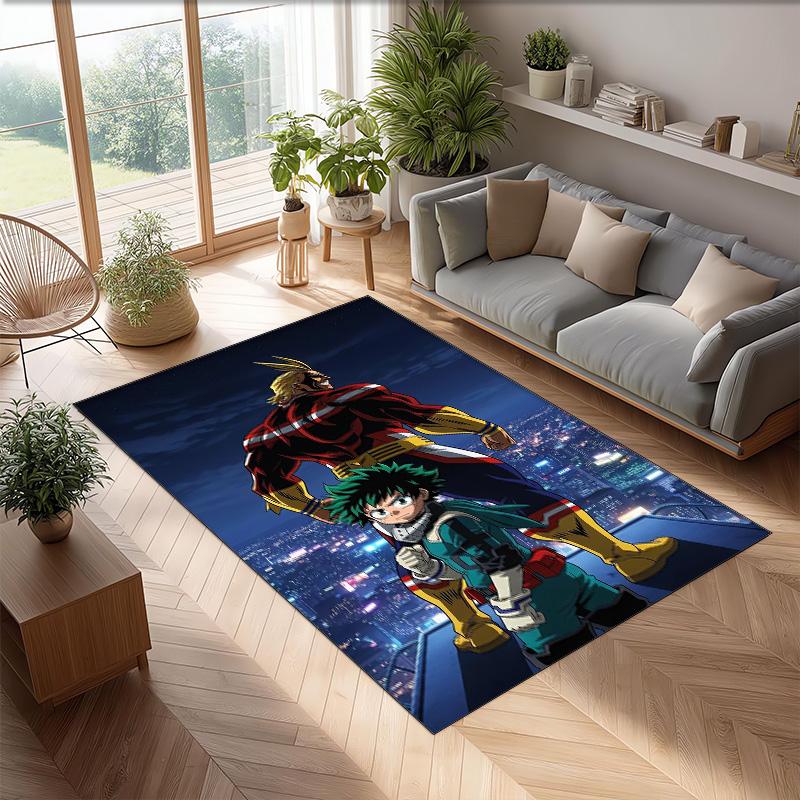 Soft Crystal Velvet Floor Rug,My Hero Academia Anti Slip Decorative Carpet, Plush Area Mat For Indoor Home Decoration