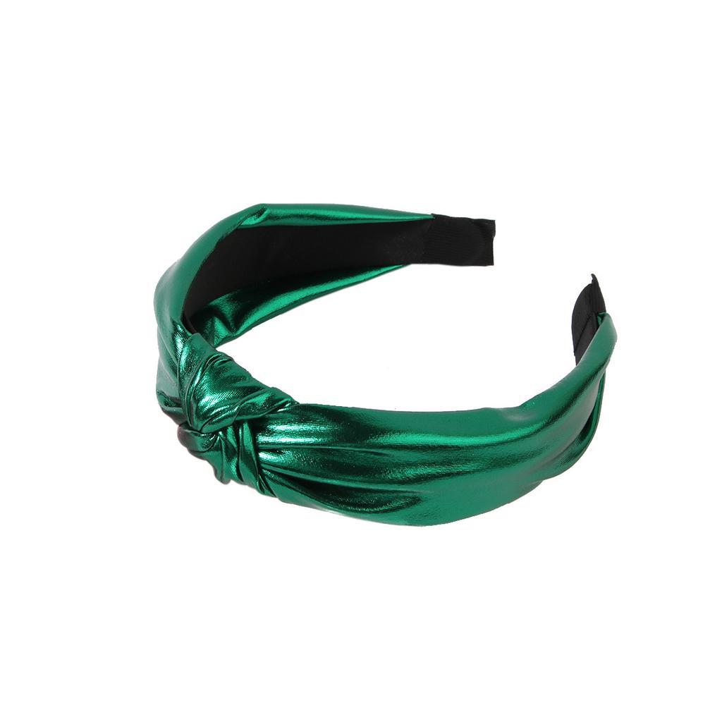 Тканевая повязка на голову, трансграничная, широкополая, модная, лазерная, с узлом, для умывания и выхода в свет, однотонная повязка на голову