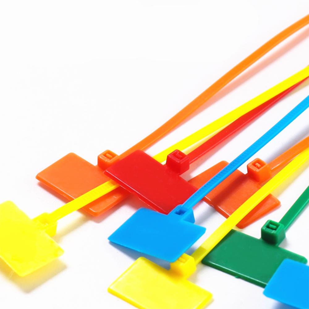 50pcs 4*150mm Nylon Self-locking Loop Tag Labels Wire Ties Cable Winder