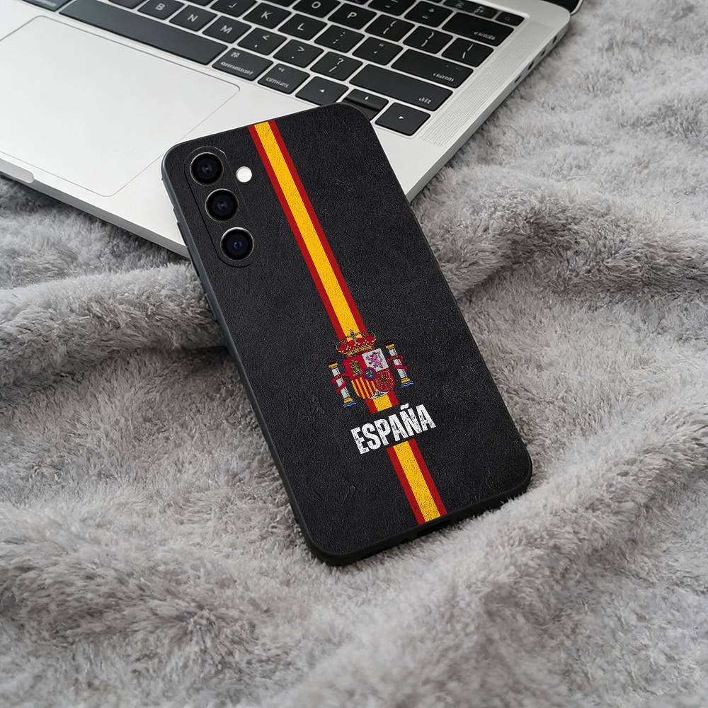 Spanish Flag Pattern Phone Case For Samsung Galaxy A73,A71 A72,A70,A53,A52,A51,Soft Silicone Black Cover